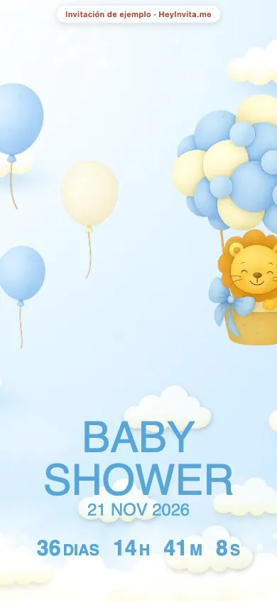 Portada de la invitación de ejemplo «Baby shower de Bruno»