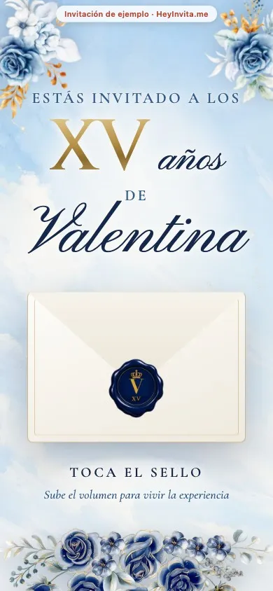 Portada de la invitación de ejemplo «Los XV de Valentina»